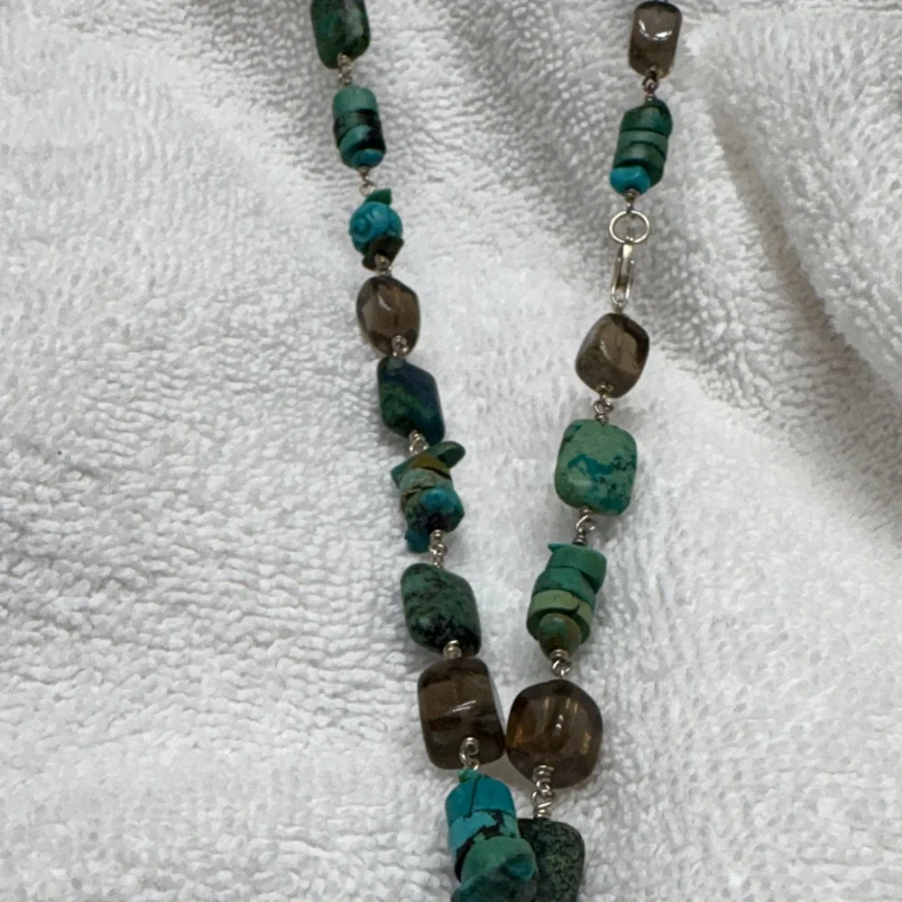 Inlay Stone Bear Pendant Necklace - Turquoise Multicolor heavy sterling silver - Picture 4 of 8